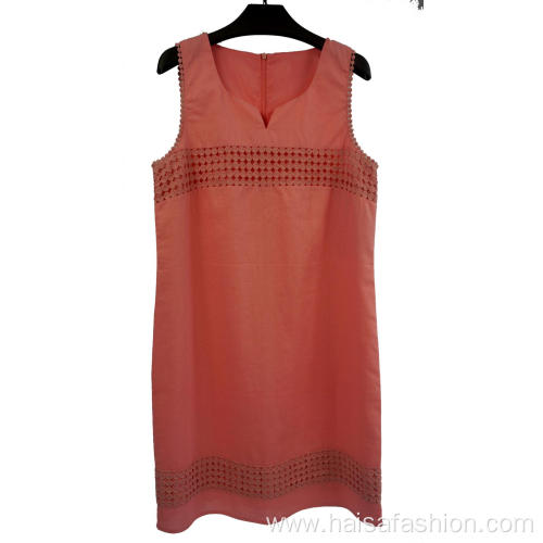 Ladies Red Vintage Hollow-out Dress